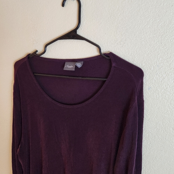 Chico’s Travelers Long Sleeve Purple Slinky Asymmetrical Tunic Acetate Top - Picture 5 of 8